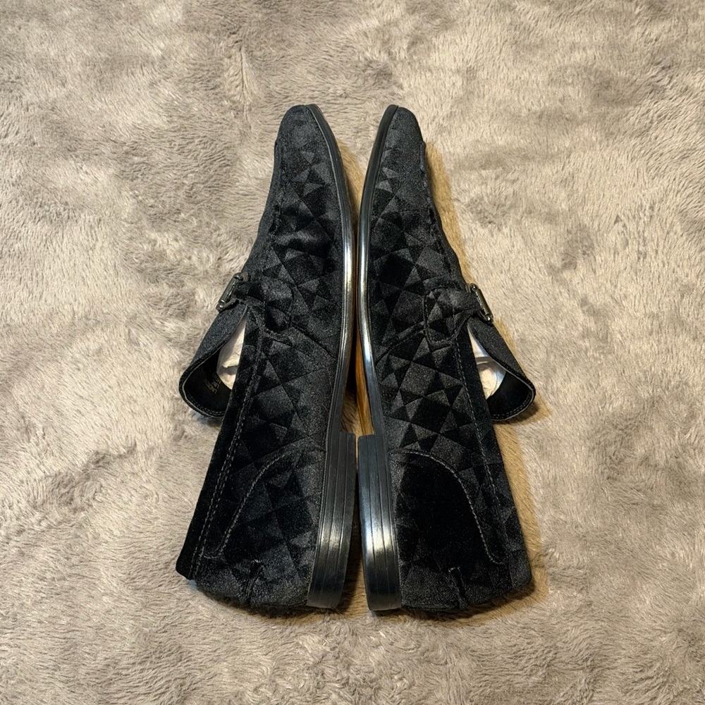 Steve Madden - Men’s Black Linc Quilted Velvet Bit Buckle Loafers, Size - 10.5 - Picture 4 of 8
